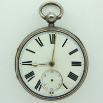 Silver open face pocket watch, lacking glass, Chester hallmark, 110g. UK P&P Group 1 (£16+VAT for