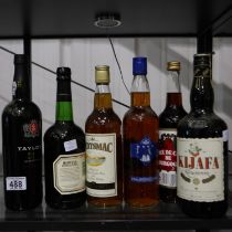 Six bottles of mixed alcohol including navy rum. Not available for in-house P&P