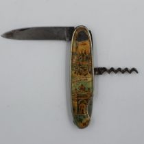 Brussels, 1910 exposition penknife with corkscrew. UK P&P Group 1 (£16+VAT for the first lot and £