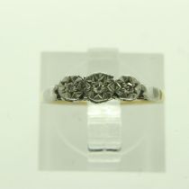 Unmarked gold platinum-set diamond trilogy ring, size I, 1.7g. UK P&P Group 0 (£6+VAT for the