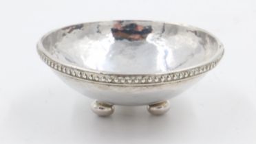 Unmarked silver circular dish, D: 70 mm, 48g. UK P&P Group 1 (£16+VAT for the first lot and £2+VAT