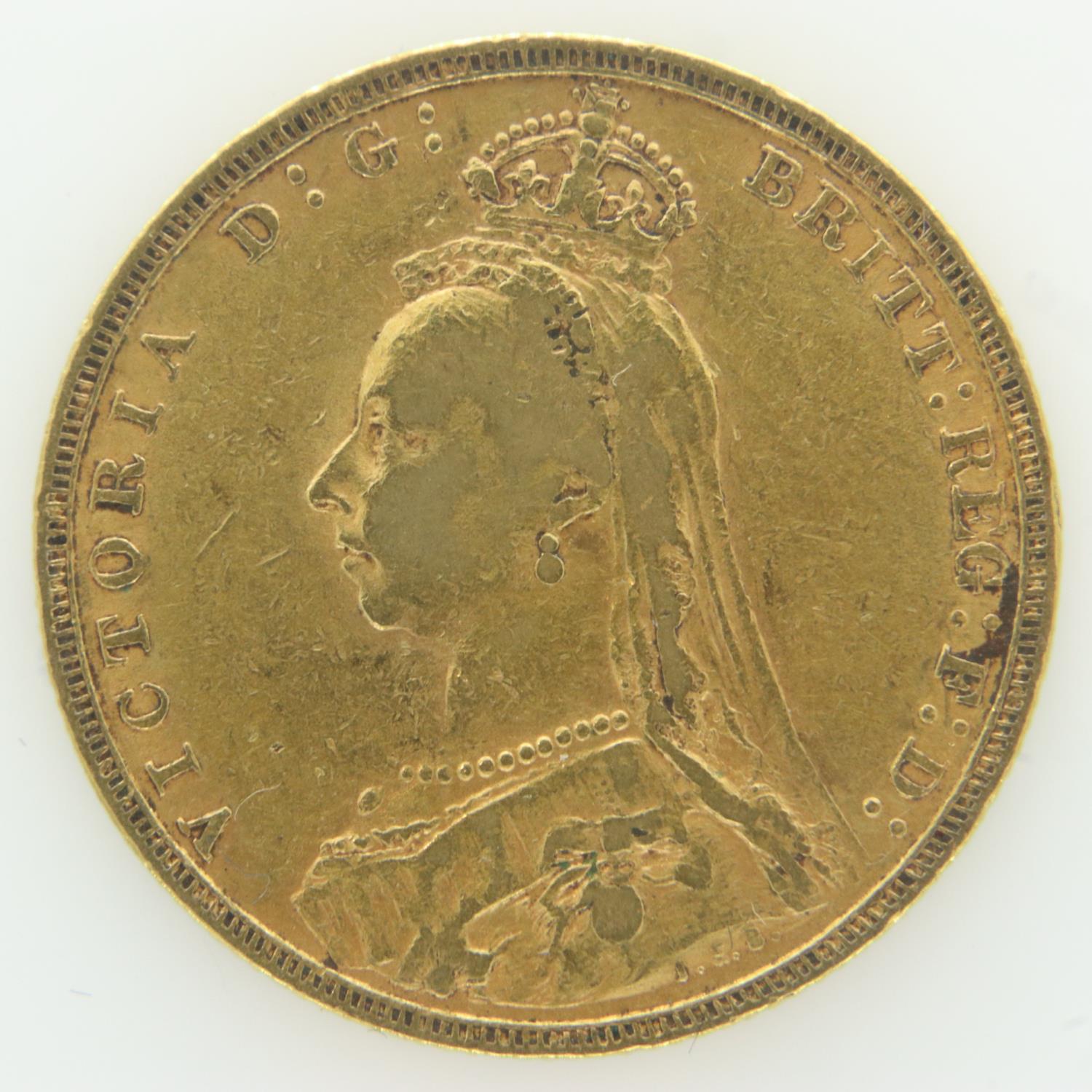 1891 gold full sovereign. UK P&P Group 0 (£6+VAT for the first lot and £1+VAT for subsequent lots) - Image 2 of 2