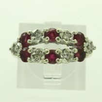 9ct gold ruby and diamond set ring, size N/O, 4.3g. UK P&P Group 0 (£6+VAT for the first lot and £