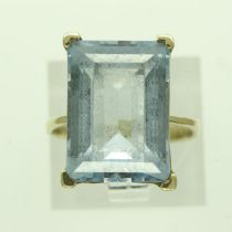 Continental gold ring set with a large topaz, size K, 3.6g, marks indistinct. UK P&P Group 0 (£6+VAT