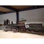 Handmade metal locomotive, L: 50 cm. Not available for in-house P&P