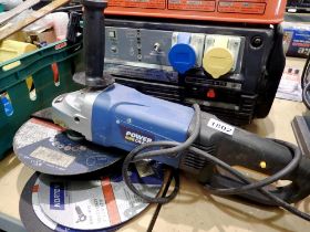 Power craft 9 inch angle grinder with discs. All electrical items in this lot have been PAT tested