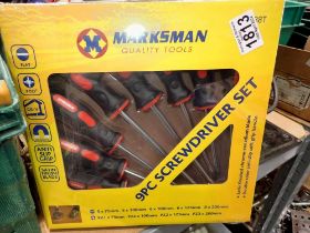 Marksman nine piece screwdriver set, new unused. Not available for in-house P&P