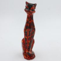 Anita Harris tall Deco cat, signed in gold, no cracks or chips, H: 24 cm. UK P&P Group 2 (£20+VAT