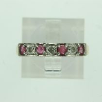 9ct gold ring set with rubies and diamonds, size P/Q, 1.8g. UK P&P Group 0 (£6+VAT for the first lot