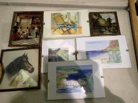 Quantity of mixed small framed pictures. Not available for in-house P&P