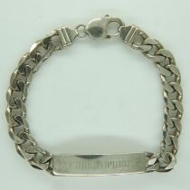 925 silver ID bracelet inscribed Christopher, 34g. UK P&P Group 1 (£16+VAT for the first lot and £