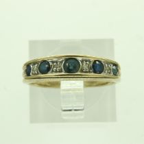 9ct gold ring set with sapphires and diamonds, size K/L, 2.0g. UK P&P Group 0 (£6+VAT for the