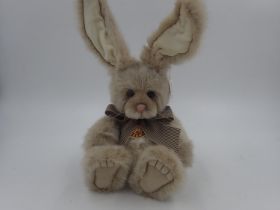 Charlie Bears, Thumper, with tag attached, stitch down nose and jointed at limbs. Approx. 35cm (