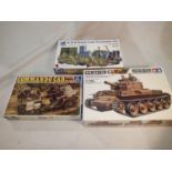 Three 1/35 scale military related kits, Tamiya Centaur cruiser tank, Italeri commando car, and