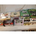 Thirteen buses and coaches, Corgi, EFE, includes twin sets, and tram, mostly very good condition,