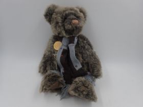 Charlie Bears, Carter, with tag attached, stitch down nose and jointed at limbs. Approx. 40cm (H).