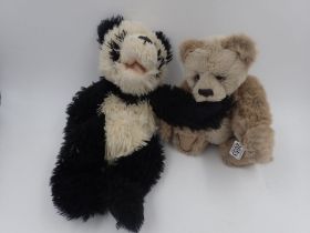 Two Charlie Bears, no tags, one is a panda hand puppet and one is stitch down nose and jointed at