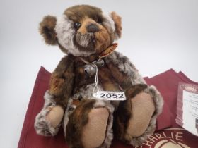 Charlie Bear, Dolce, with tag attached, stitch down nose and jointed at limbs. Approx. 45cm (H).