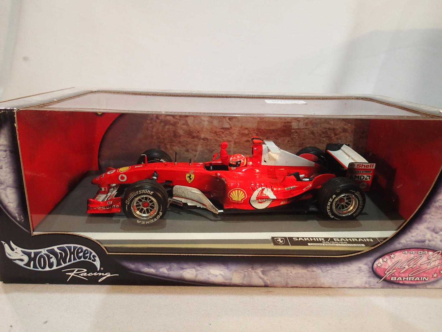 Hot Wheels 1/18 scale Ferrari F1 car, Sakhir/Bahrain 04/04/2004, factory sealed. UK P&P Group 1 (£