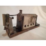Oscillating single steam engine with boiler and three wick spirit burner, suitable for re-