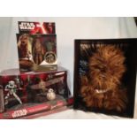 Disney star Wars items comprising plush Chewbacca, 24cm, ten figure play set, and Chewbacca from The