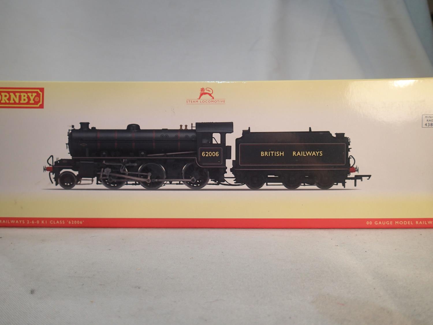 Hornby R3418, K1 class, 62006, black, British Railways, near mint condition, storage wear to box. UK