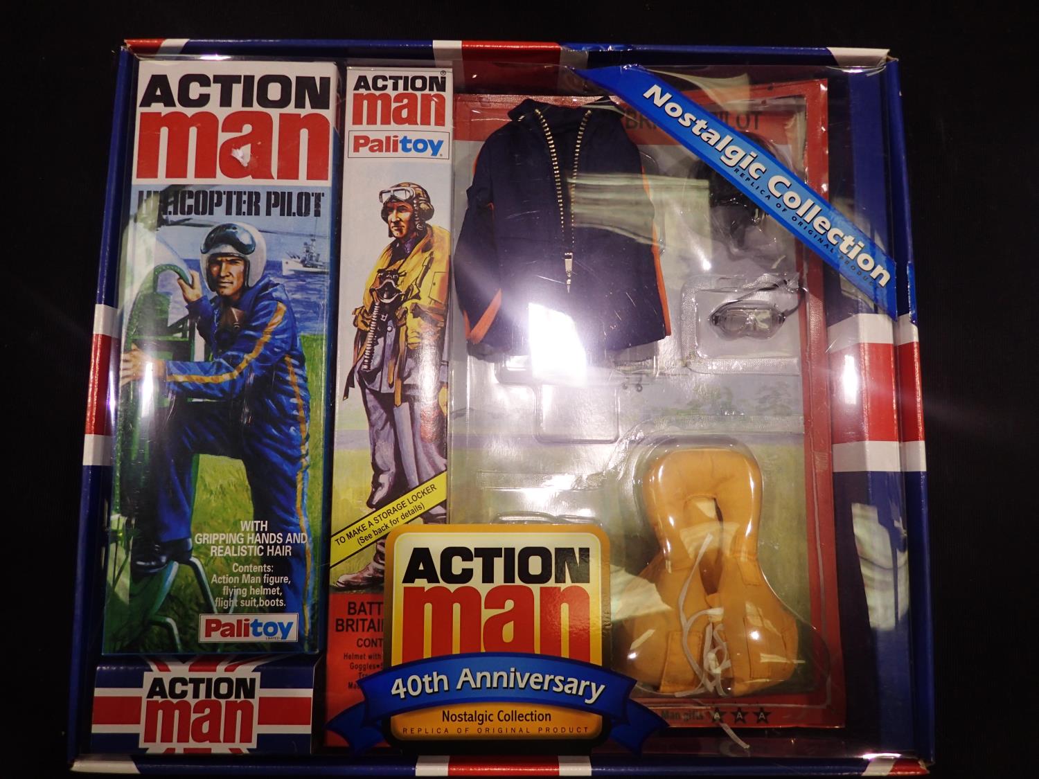 Action Man 40th anniversary nostalgic collection, helicopter pilot figure and Battle of Britain