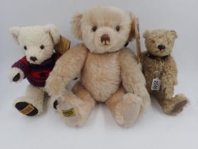 3 Merrythought bears to include, Yes No, with tag attached, stitch down nose and jointed at limbs.