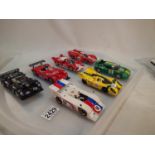Seven Fly 1/32 scale slot cars, various types, all unboxed, mostly very good to excellent condition.