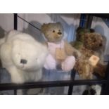 Four mixed teddy bears, including Credo by Hermann and Maxine by Robin Rive. UK P&P Group 2 (£20+VAT