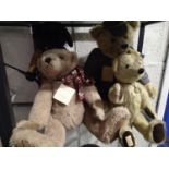 Four teddy bears, including a Deans Father, 257 of 2950 and a Three's Company Oscar, tallest 50cm H.