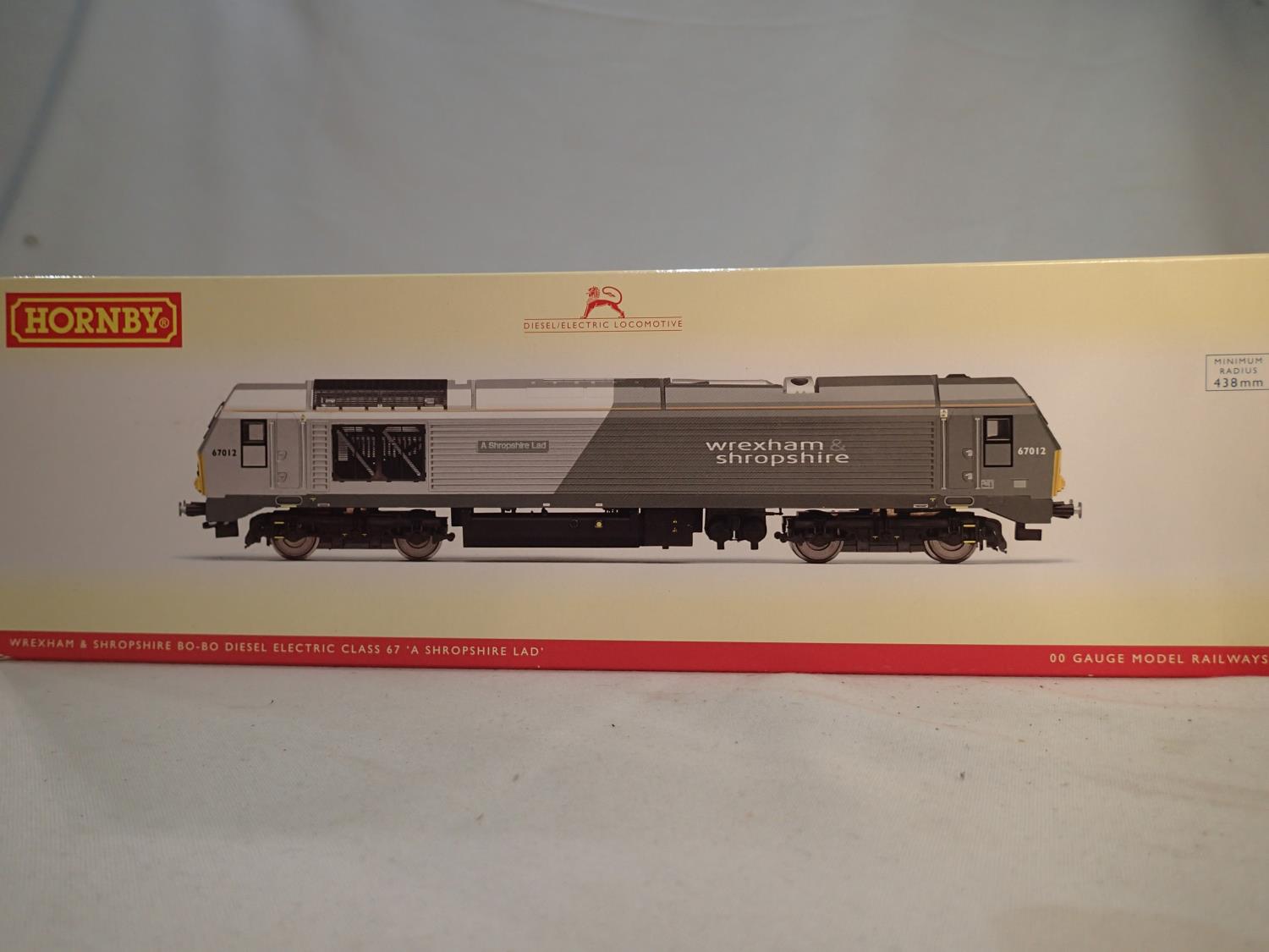 Hornby R3038, class 67 diesel, 67012, A Shropshire Lad, Wrexham and Shropshire, silver/grey, near