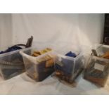 Selection of used blue/yellow/silver Meccano parts, plus a selection of build sheets. Not