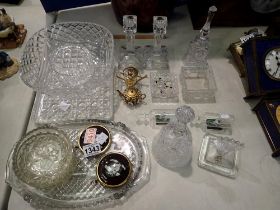 Quantity of mixed pressed and cut glass trays trinket bowls etc. Not available for in-house P&P