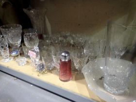 Mixed shelf of glassware. Not available for in-house P&P