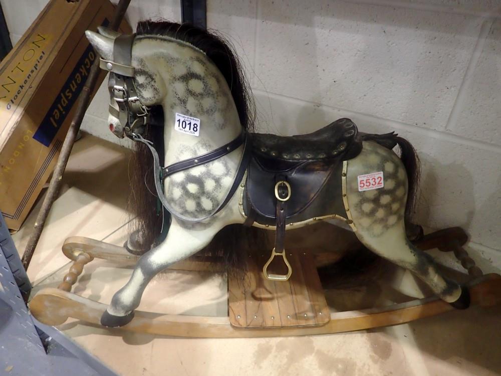 Rocking horse with horsehair flocking, 87 x 37 cm H. Not available for in-house P&P