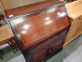 Mahogany bureau with fitted interior. Not available for in-house P&P