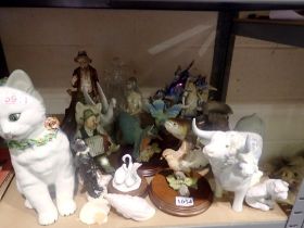 Selection of various ceramic figures and ornaments to include Lladro and others. Not available for