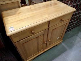 Pine sideboard with two drawers over two cupboards. Not available for in-house P&P