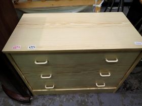 Composite veneered set of three drawers, H: 54 cm. Not available for in-house P&P