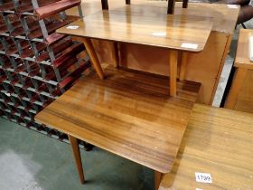 1960s two tier telephone/side table, H: 74 cm. Not available for in-house P&P