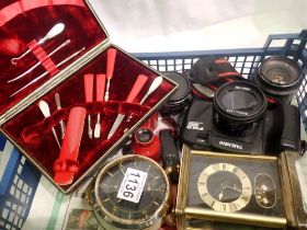 Tray of mixed collectables to include a Tamashi camera. Not available for in-house P&P
