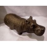 Cast iron hippo money box, L: 20 cm. UK P&P Group 1 (£16+VAT for the first lot and £2+VAT for