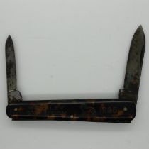 1925 Wembley exhibition twin bladed faux tortoise shell penknife. UK P&P Group 1 (£16+VAT for the