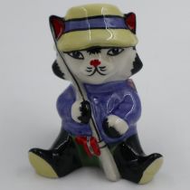 Lorna Bailey fisherman cat, no cracks or chips, H: 11 cm. UK P&P Group 1 (£16+VAT for the first