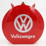 Red Volkswagen petrol can with brass cap, H: 34 cm. UK P&P Group 3 (£30+VAT for the first lot and £