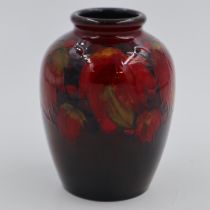 Moorcroft flambé vase in the Leaf and Berry pattern, no cracks or chips, two firing pits, H: 19