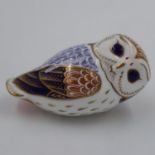 Royal Crown Derby owl, first quality, no cracks or chips, L: 12 cm. UK P&P Group 1 (£16+VAT for