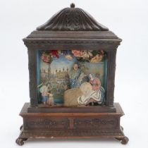 Italian oak framed diorama of the nativity, H: 38 cm. No signature to frame or base, no provenance