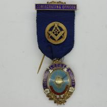 Enamelled silver gilt Consecrating Officers jewel from 5075 Exemplar Lodge. UK P&P Group 0 (£6+VAT